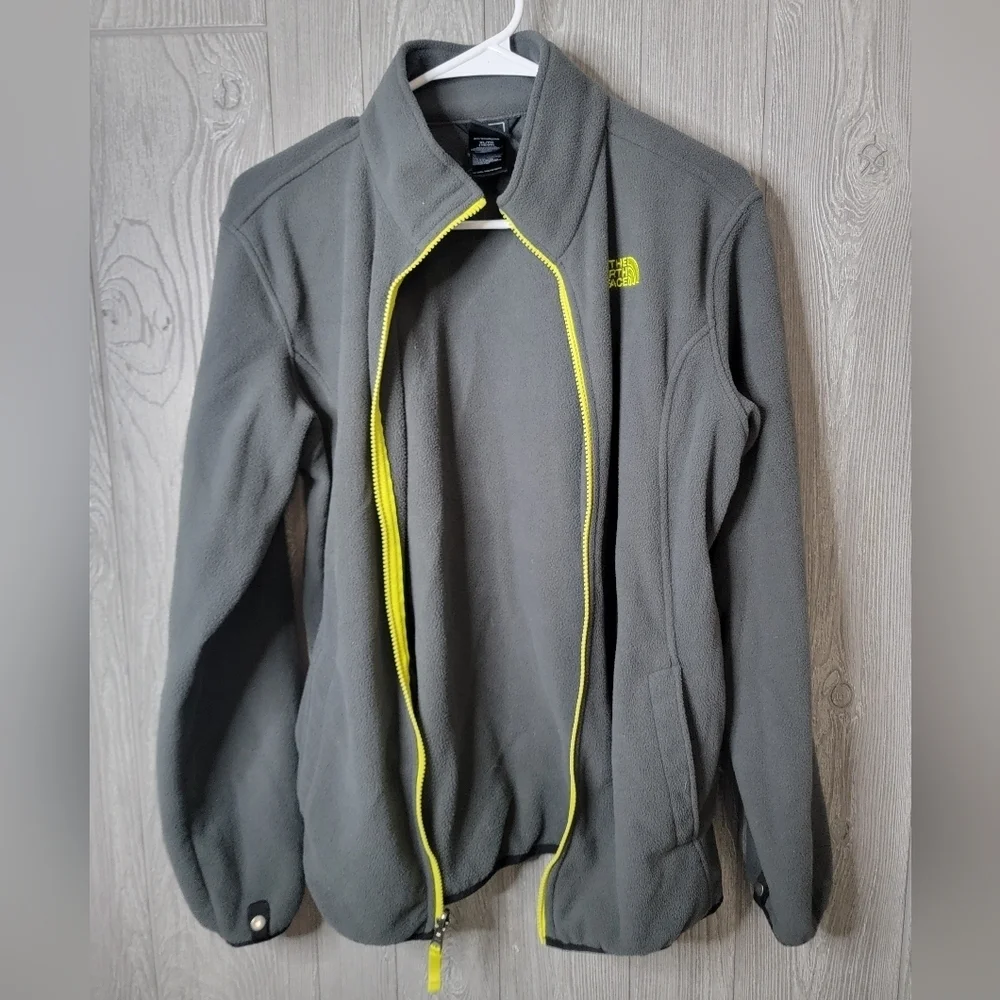 The North Face Boy Gray Fleece Jacket with Yellow Accents